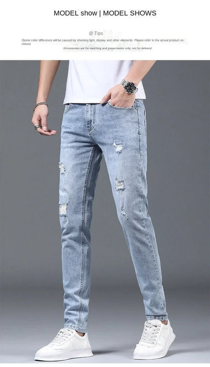 Luxury Summer Designer Korean Classic Streetwear Cowboy Pants for Men Fashionable and Comfortable Boyfriend Skinny Jeans Men