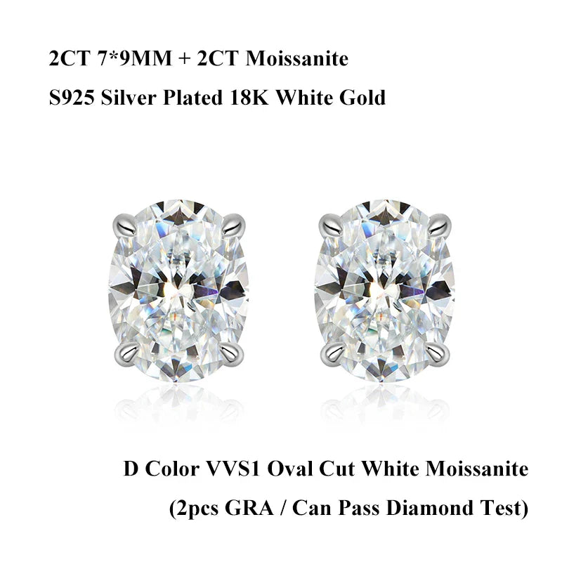 5*7mm Oval Cut Ruby Emerald Moissanite Stud Earrings Lab Grown For Women Man Unisex Gemstone Party 925 Silver Earring Gift