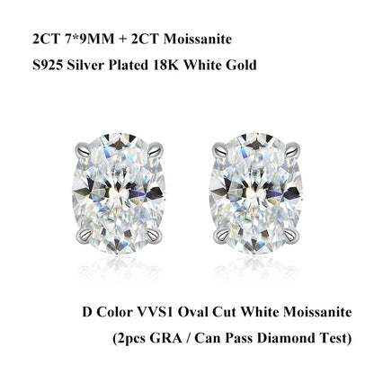 5*7mm Oval Cut Ruby Emerald Moissanite Stud Earrings Lab Grown For Women Man Unisex Gemstone Party 925 Silver Earring Gift