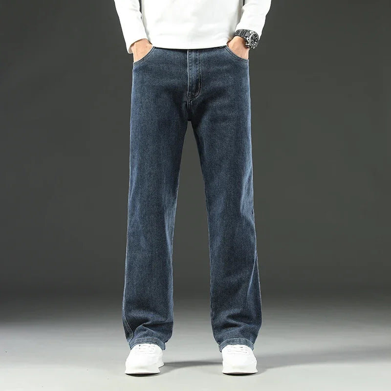 2025 Novo Estilo Y2 Primavera e Outono Jeans Folgados Masculinos Calças Retas Largas Casuais de Negócios Marca Roupas Masculinas