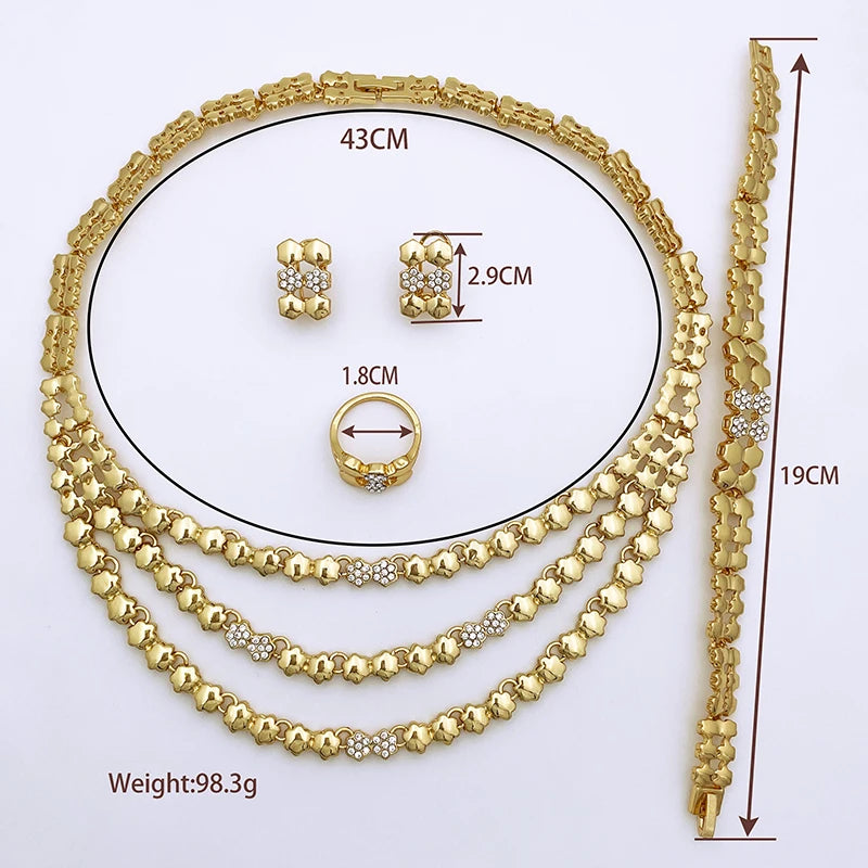 Conjuntos de Joias de Cor Dourada para Mulheres, Conjuntos de Colares para Mulheres, bijoux de mode, conjuntos de joias