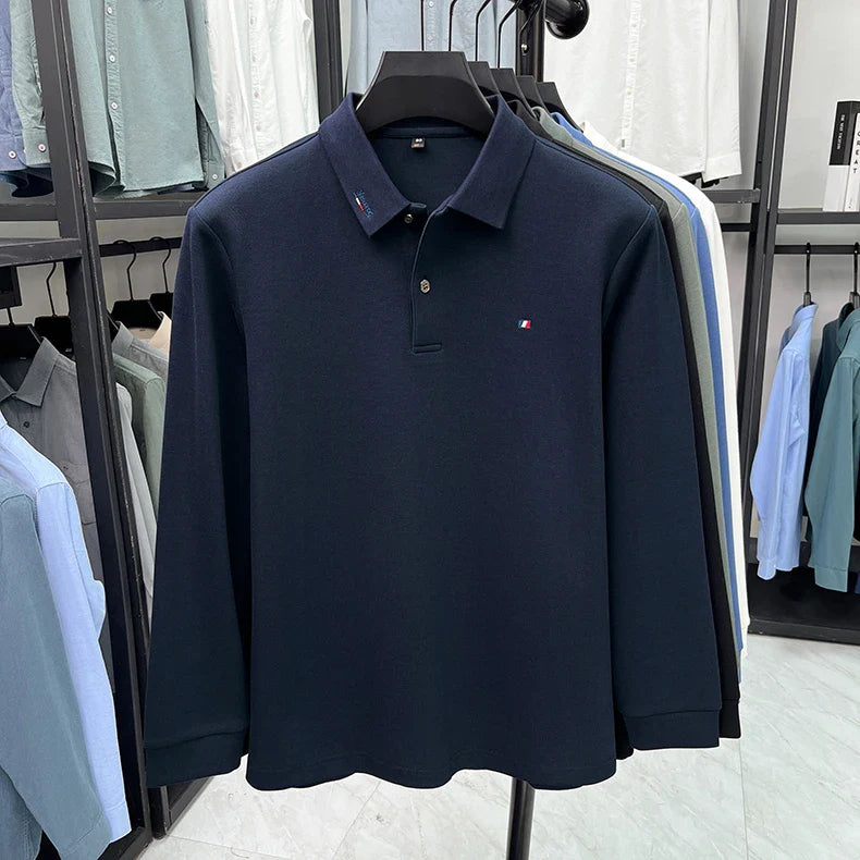 High end embroidery craft polo shirt long sleeved brand autumn Men's Wear comfortable breathable cotton casual business T-shirt