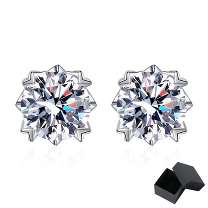 0.5-2CT Certified Real Moissanite Stud Earrings for Women Sparkling Luxury Wedding Party Jewelry Sterling Silver 925 GRA