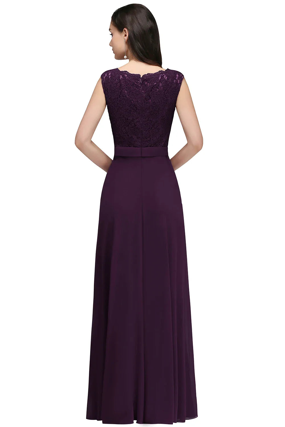 2024 Sexy Illusion O Neck Elegant Long Burgundy Evening Dresses Lace Sleeveless A-Line Chiffon Formal Party Prom Gowns Vestidos