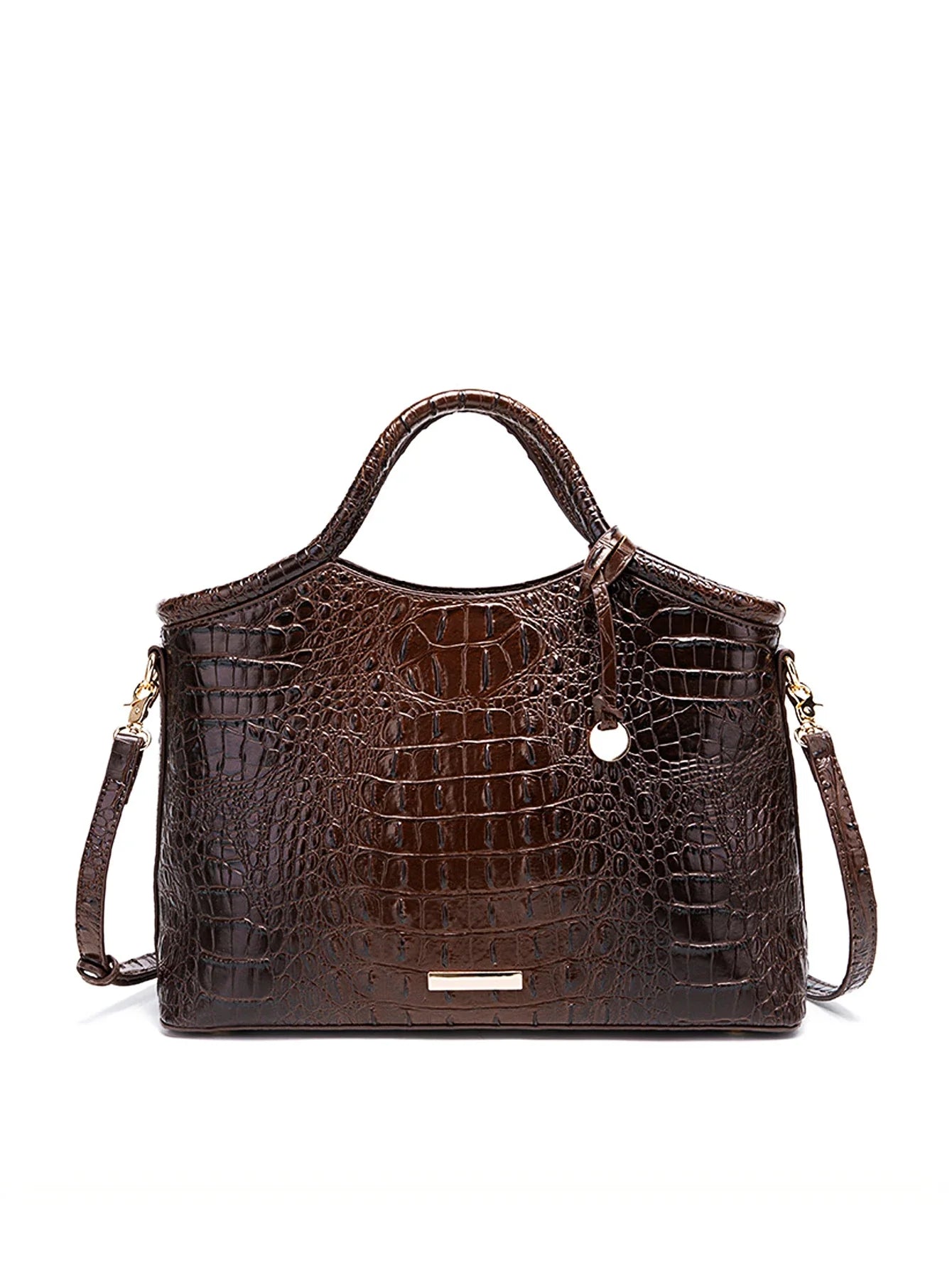crocodile pattern colorful solid color high-end retro women's handbag