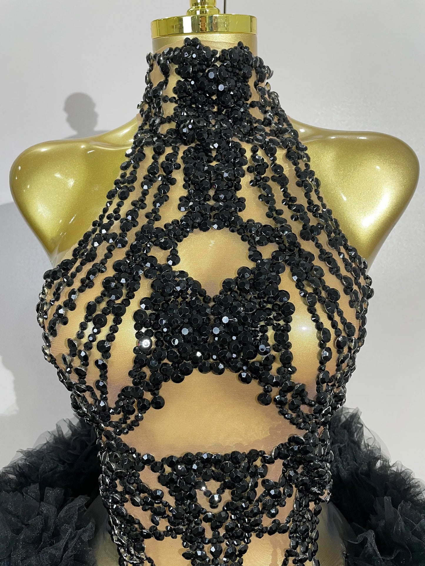 Mesh Sexy See Through Cocktail Mini Dress Women Eveing Luxury Birthday Party Singer Nightclub Show Stage Costume