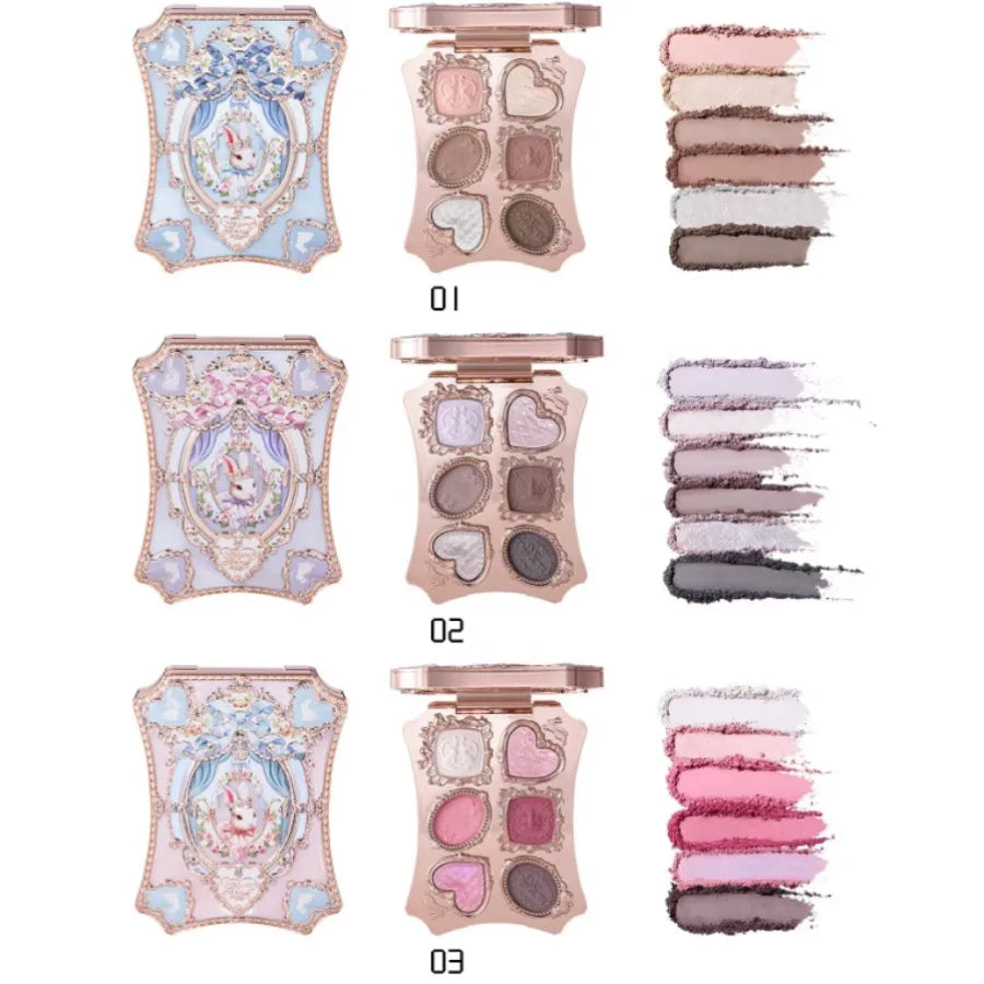 Bunny Garden Collection 6-Color Makeup Eyeshadow Contour Palette Eye Brush Puff Set Eye Glitter Korean Makeup Kit