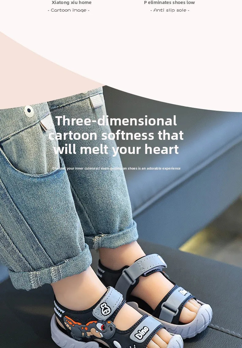 Children' Fashion Sport Sandals Geometric Patterns Breathable Wear-resistant Soft Shoes With Adjustable Velcro For Boys & Girls