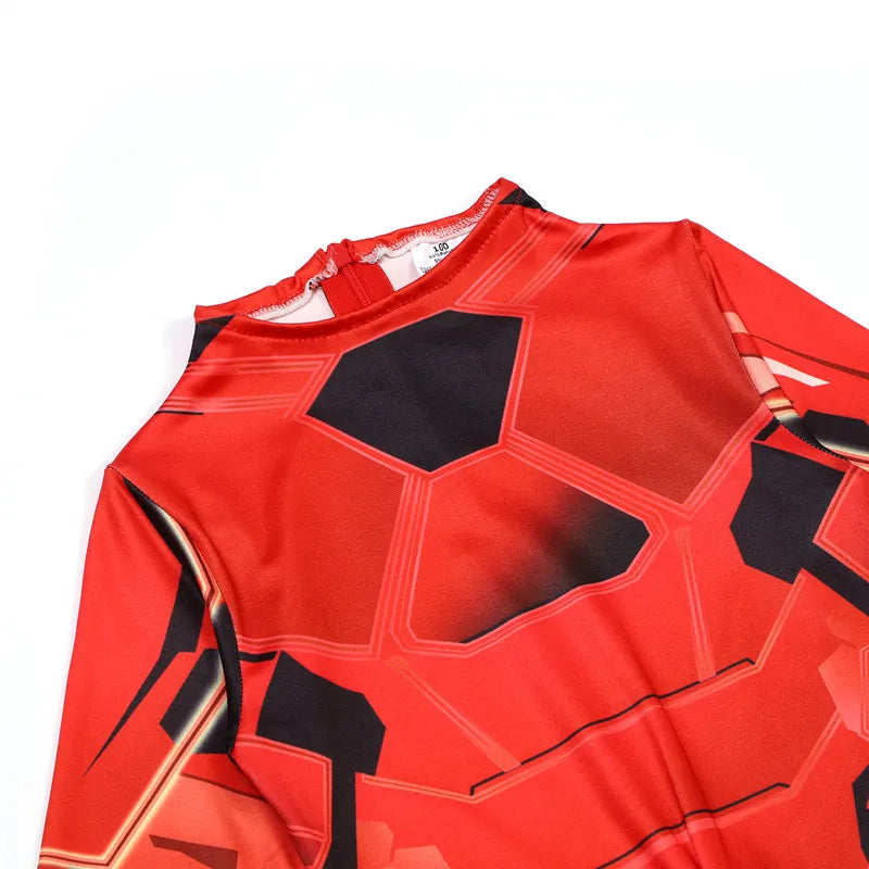 Kid Superhero Jumpsuit Iron Warrior Cosplay Costume Halloween Mask Party Performance Dress Up Boys Girls Movie Role Play Costume