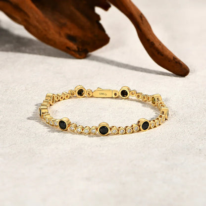 New Black Moissanite Tennis Bracelets for Women Men s925 Sterling Silver Round Bubble Bracelet Anniversary Gift Jewelry