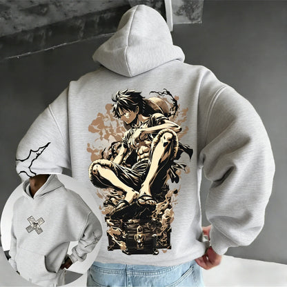 Anime Luffy Printed Cotton Hoodie  Spring/Autumn Men's New Street Hip Hop Loose Casual Parent Child Sweater Top