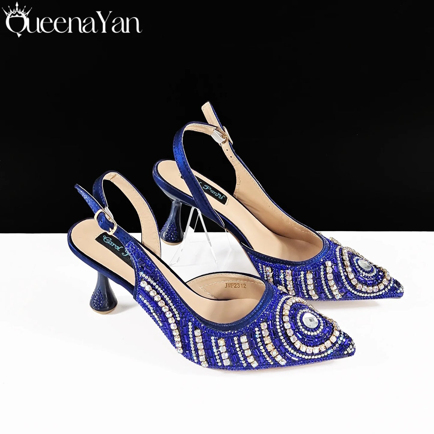 Elegant Nigerian Women's Royal Blue Only Shoes or with Rhinestone Handbag Set - Italian Design for Weddings
