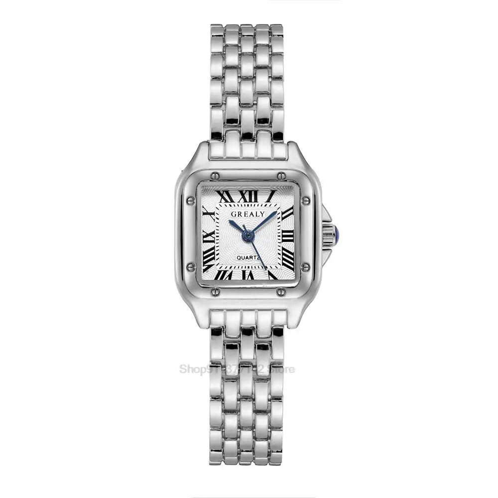 2025 Luxury Women's Fashion Square Watches Gold Alloy Strap Ladies Quartz Wristwatches Qualities Female Roman Scale Clock