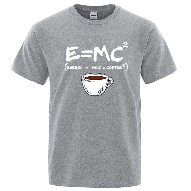 Summer Men's T-shirt 100% Cotton Casual Funny Energy=Milk+Coffee Print Men Cool Loose O-neck Tops For Men Short Sleeve Male Tees