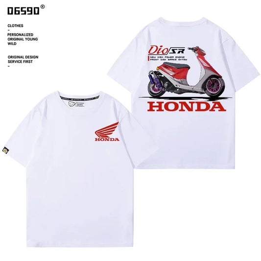 New Summer Motorcycle T-shirt Summer Motorcycle Enthusiasts Riding Casual Round Neck 100% Cotton Short Sleeve