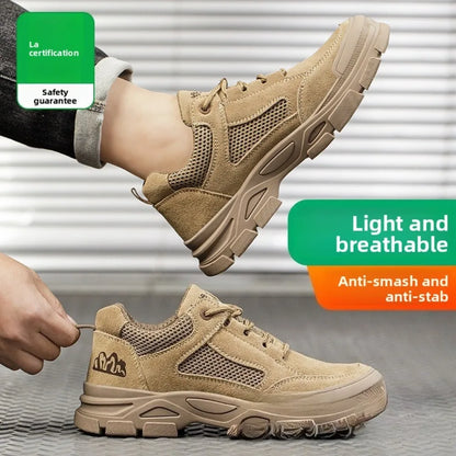 Labor Protection Shoes Men's Anti Smashing AntiPiercing Insulation Work Shoes Cowhide Solid Bottom Construction Site SafetyShoes