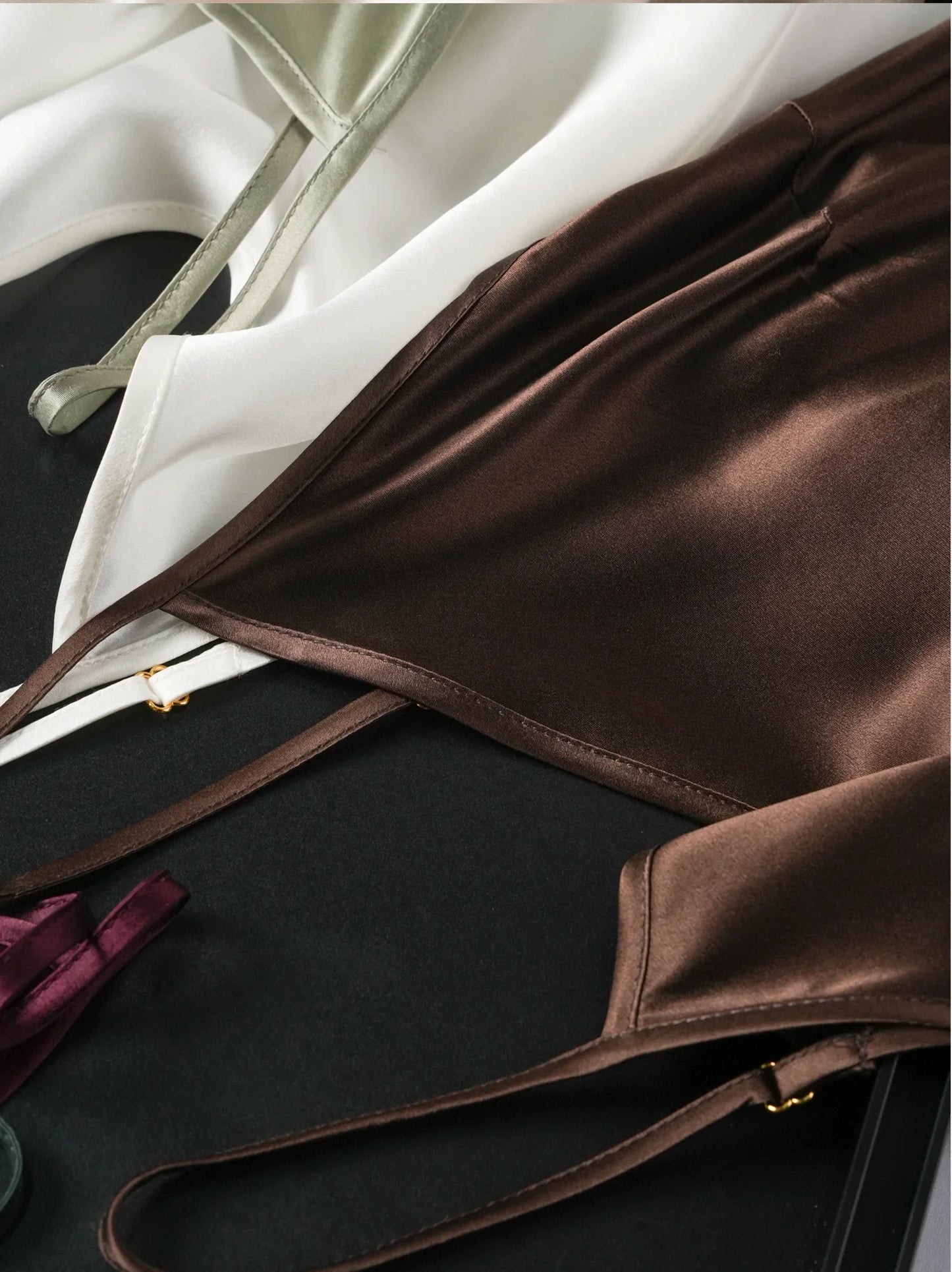 100% Natural Mulberry Silk Plain Satin French V-neck Diagonal Cut Women's Sexy Solid Suspender Dress