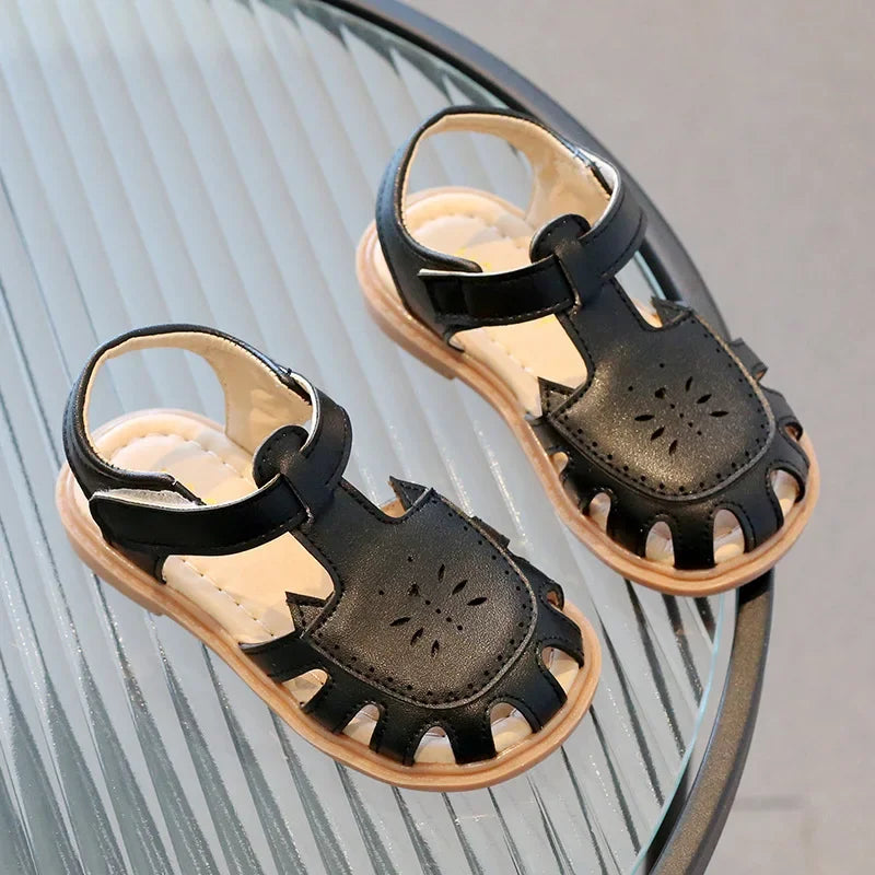 Baby Girls 1-6Y Summer Fashion Sandals Hollow Out Breathable PU Leather Soft Non-slip Sole Cute Footwear