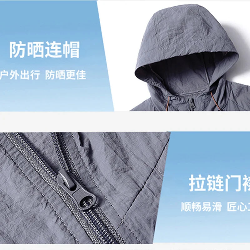 Fast Ship Summer Jackets Men Hooded Windbreaker Coats Camping Sunscreen Clothing Men Ultrathin Fishing Wearing Man Sportswear