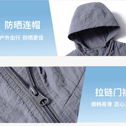 Fast Ship Summer Jackets Men Hooded Windbreaker Coats Camping Sunscreen Clothing Men Ultrathin Fishing Wearing Man Sportswear