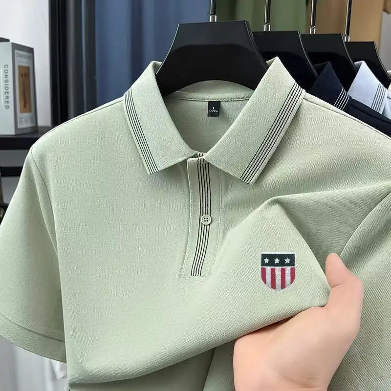 Premium Hot Sales Man Short-Sleeved Polo Shirt Lapel Button Patterned Print Golf T-Shirt Summer Business Fashion Men's Clothing
