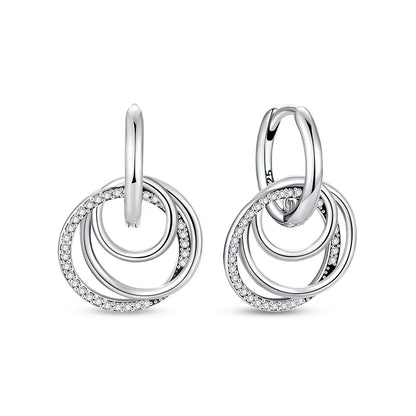 Original 925 Sterling Silver Earrings 2025 Stud Hoop Crystal Earings For Women Rose Gold Crown Heart Infinity Bee Earing Jewelry