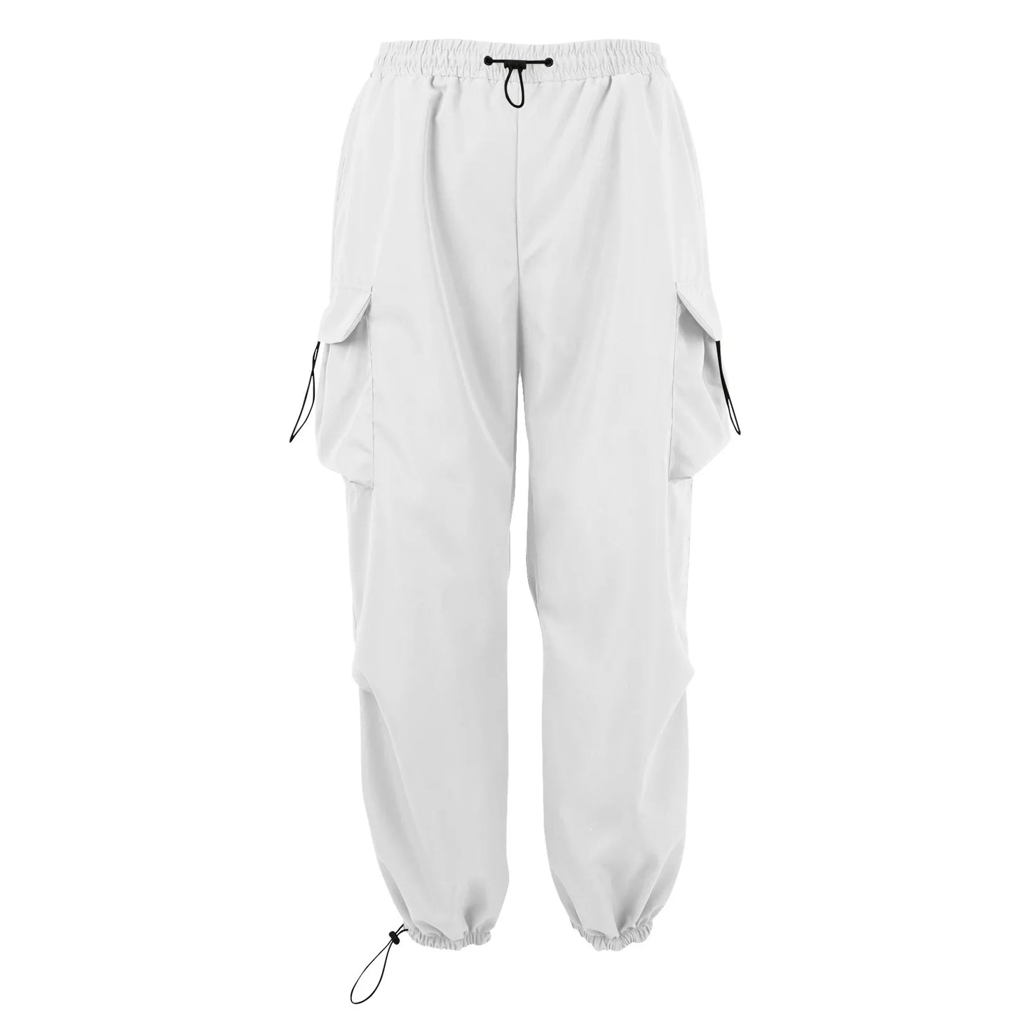 Cool Streetwear Versatile Quicky Drying Wide Leg Low Waist Drawstring Cargo Trousers Fashion Daily Casual Pockets Pants For Male