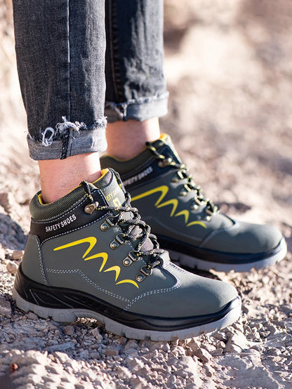 Waterproof Men's Safety Work Boots Steel Toe Shoes Anti Impact And Anti-Puncture Outdoor Adventure Hiking Industrial Boots
