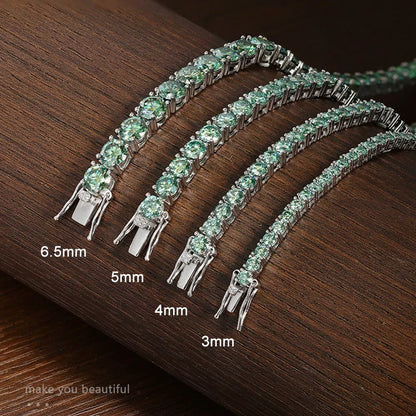 D VVS Original Green Moissanite Tennis Bracelets for Women Men Lab Diamond with GRA Wedding Jewelry 925 Sliver Bracelet