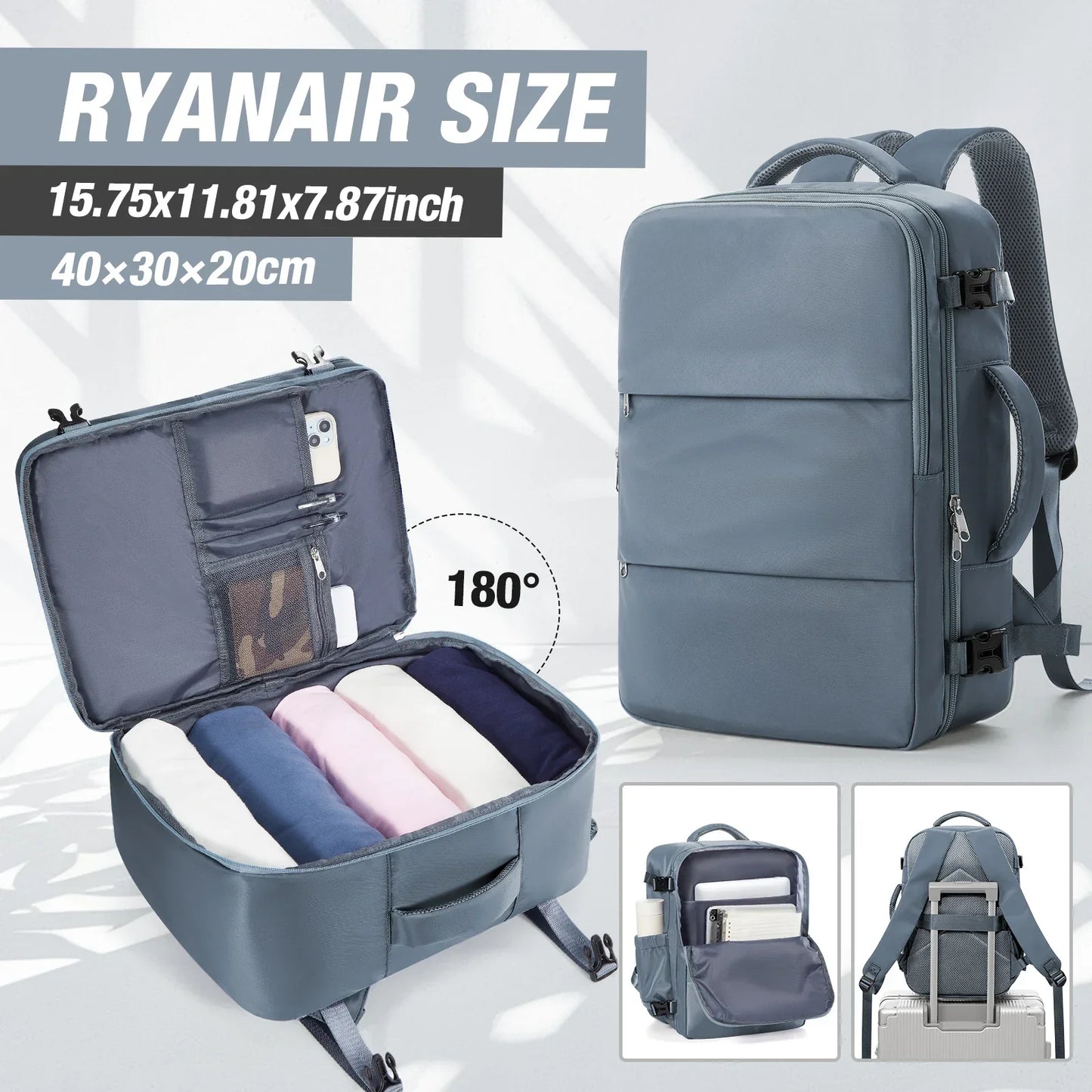 Luggage Cabin Bag, 40x30x20 Bag Men Women 15.6inch Laptop Bag Business  Travel Backpack，College School Backapck