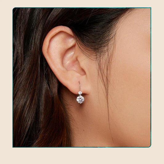 2 CTTW Moissanite Ear Buckles 925 Sterling Silver Hoop Earrings for Women Fine Jewelry Gift