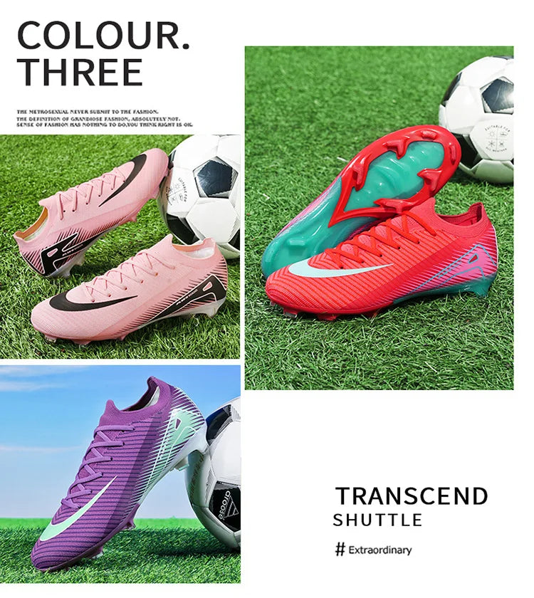 High-quality Breathable Soccer Cleats for Men Women Outdoor Artificial Grass Match Training FG Football Shoes