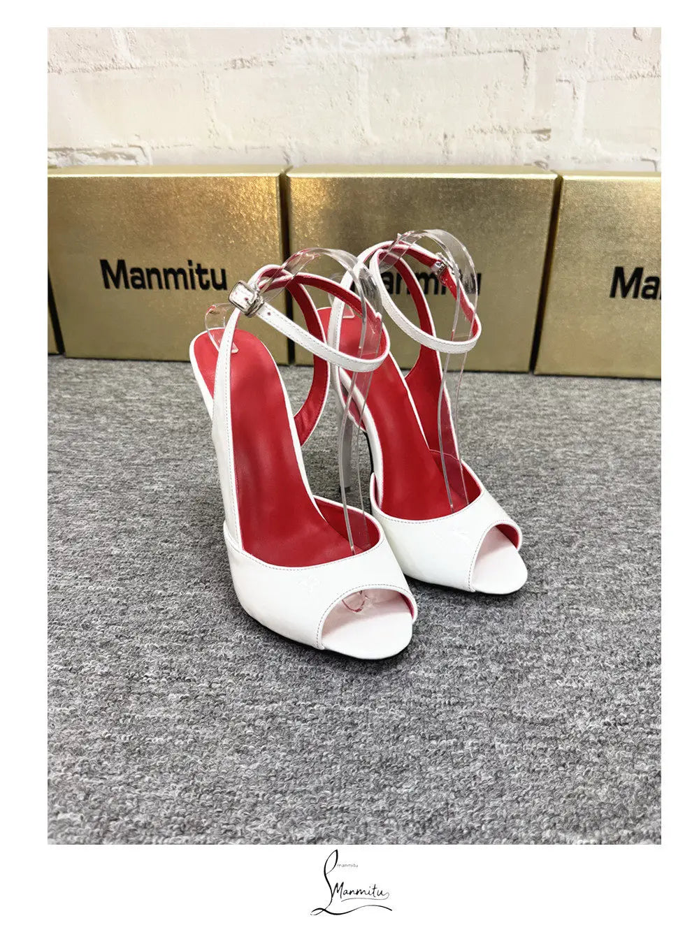 White ultra-fine high-heeled fish mouth sandals with empty straps, shallow mouth shoes, sexy party versatile high heels