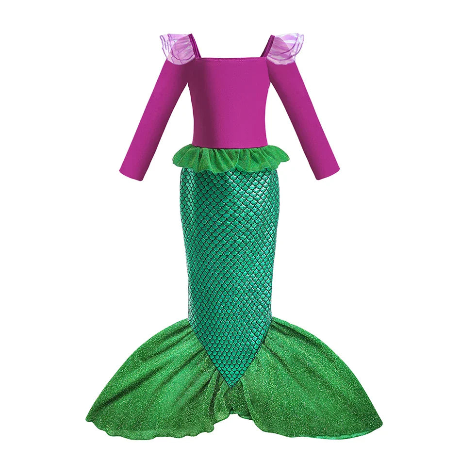 Ariel Girls Dress Short Sleeve Tulle Cosplay Princess Costume Carnival Party Girl Princess Dress Party Dresses For Girls