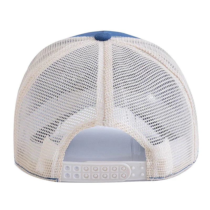 New Style Breathable Mesh Cap Outdoor Baseball Cap Men Women SKY RIDER Embroidered Pattern Snapback Trucker Hat Cap