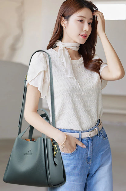 Genuine Brand Soft Leather Top-handle Bags Female Handbags Women Shoulder Crossbody Totes Messanger Bag Large Capacity Big Sac