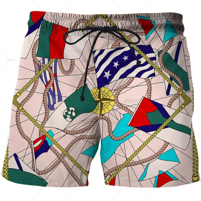 Luxurious Newest Iron Chain 3D Printed Streetwear Men Board Shorts Harajuku Hip Hop Leisure Beach Shorts fitness sports Shorts