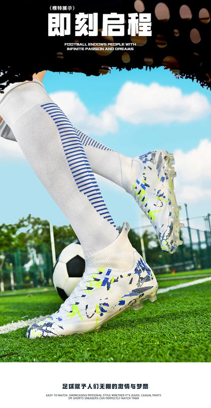 Double Star 2026 New High-Top Soccer Shoes, AG Long Studs, for Teens, Primary School Students, Adults & Kids, Professional Match