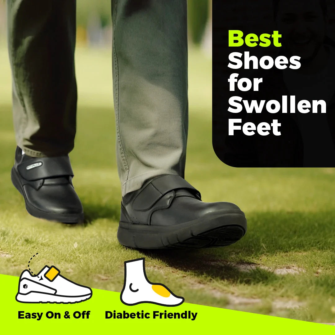 Extra Wide Men's Shoes Leather Diabetic Shoes Walking for Elder Orthopedic Toes Swollen Feet Non-Slip Arch Support
