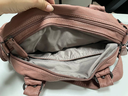 Women Small Handbags Satchel Top-handle Handbag PU Shoulder Bag 8”x11” Dumpling Pack Multi-pockets Shoulder Bag