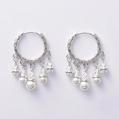 New 925 Sterling Silver Hoop Earrings Pearl Droplet Irregular Vintage Punk For Women Girl Gift Jewelry Dropshipping Wholesale
