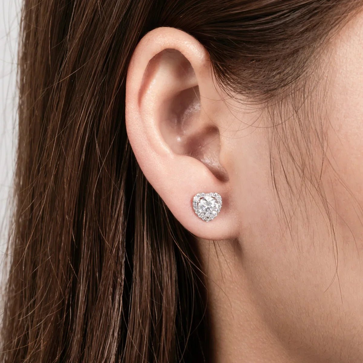 1cttw D Color Moissanite Halo Earrings 925 Sterling Silver 18k Gold Plated Heart Stud Earring for Women Jewelry Gifts