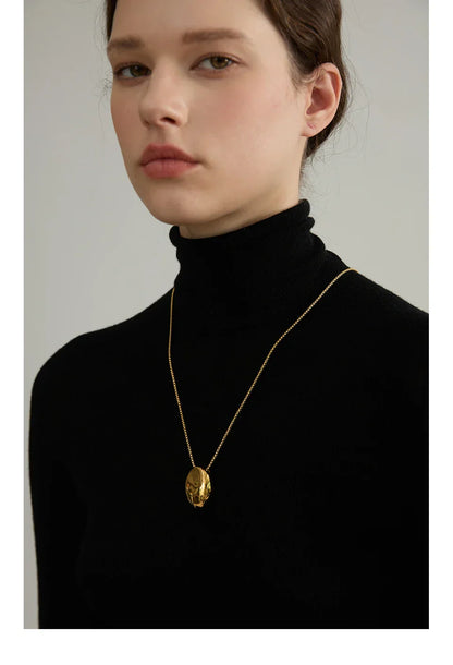 Yhpup 70cm Minimalist Long Unisex Sweater Chain Jewelry 316l Stainless Steel Oval Pendant Necklace for Men Women Waterproof