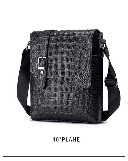 Genuine Leather Men's Crocodile Pattern Shoulder Bag Fashion Men Messenger Chest Bag Vintage Crossbody Travel Bag