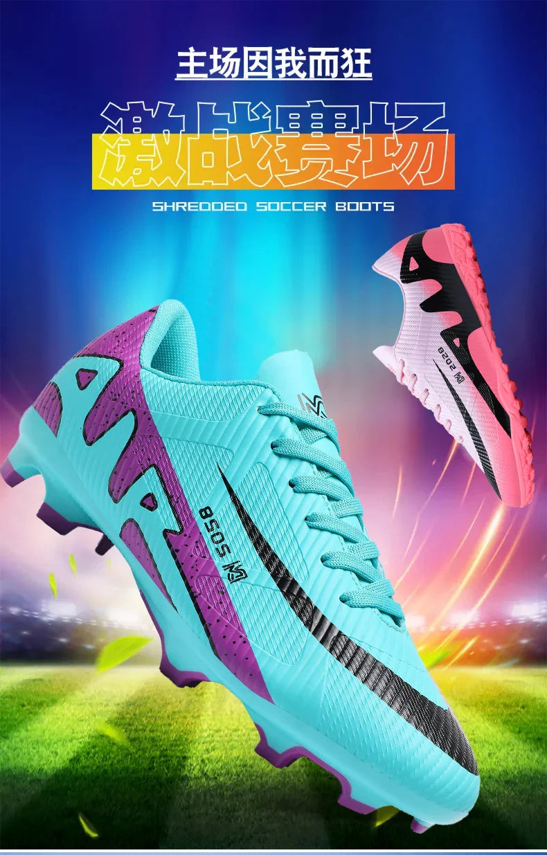 Professional FG/TF Soccer Cleats Men Football Boots Long Spike Grass Match Breathable Lightweight Comfortable Training Sneakers