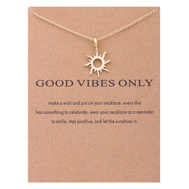 New Trendy Alloy Cute Elegant Sun Love Star Leaves Clover Unicorn Luck Pendant Necklaces for Women Fashion Accessories Jewelry
