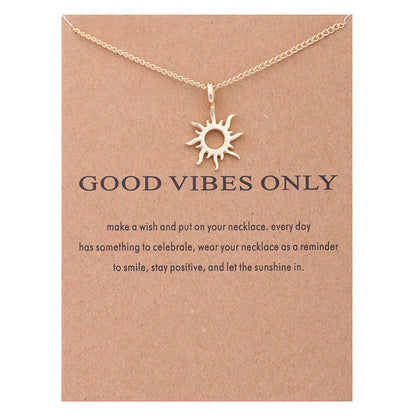 New Trendy Alloy Cute Elegant Sun Love Star Leaves Clover Unicorn Luck Pendant Necklaces for Women Fashion Accessories Jewelry