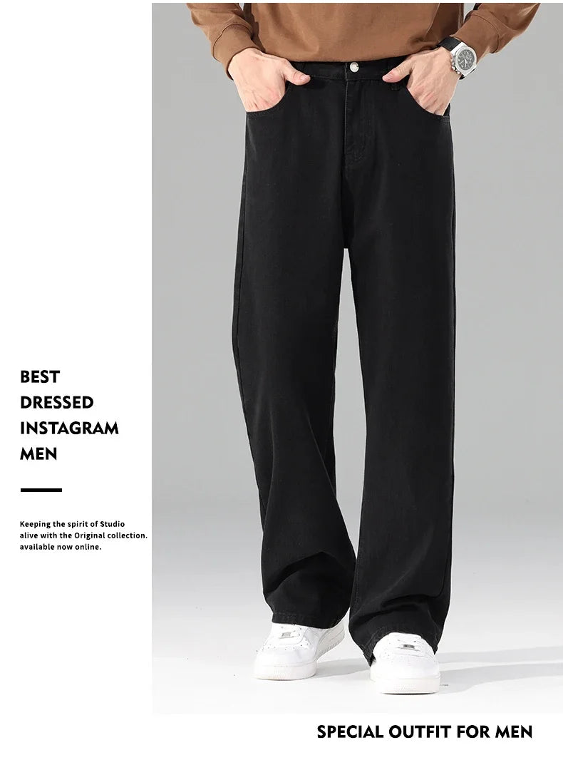 Autumn Jeans Men Black Casual Baggy Trousers Classic Straight Comfortable Wide Denim Trousers  Men Clothing