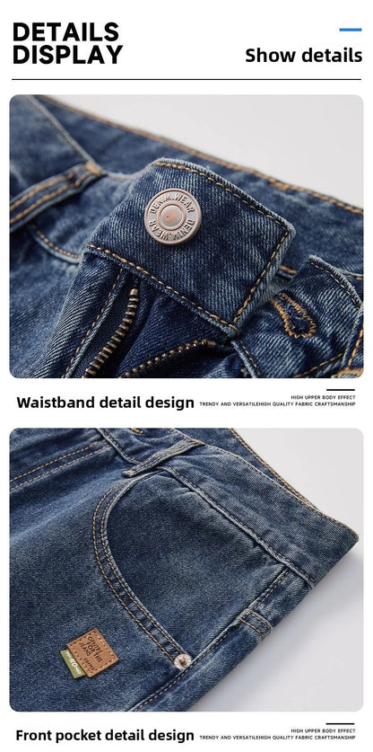 High Streets Spring Summer Men's Jeans American Retro Baggy Wide Leg Denim Pants Loose Solid Cotton Jeans Male Trendy Trousers