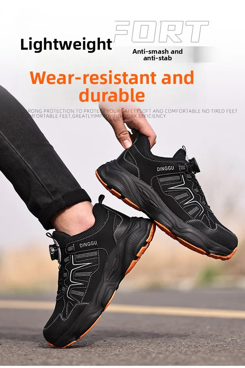 Men's Lightweight Steel Toe Caps Safety Shoes Anti Smashing Anti Piercing Work Shoes Fly Woven Labor Protection Footwear